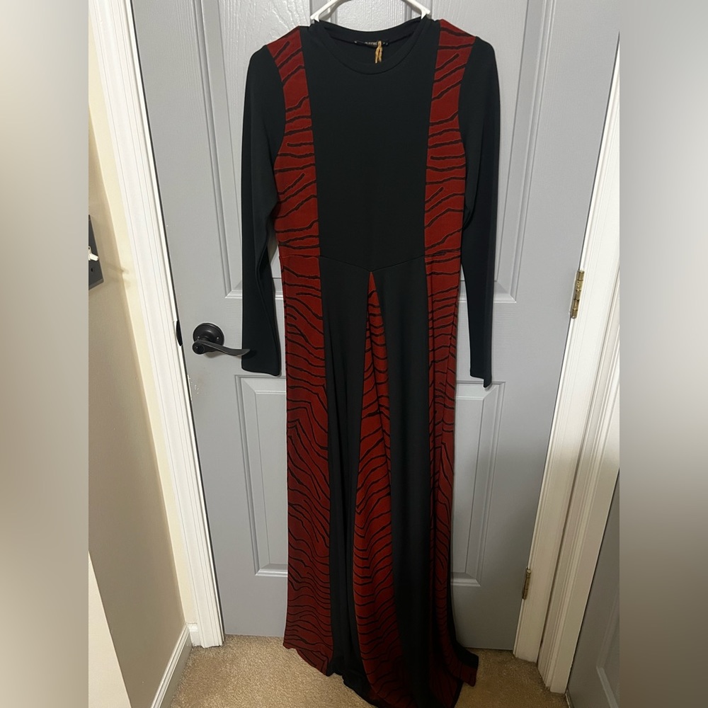 Long maxi dress- orange and black. brand new with tags. Size:S
